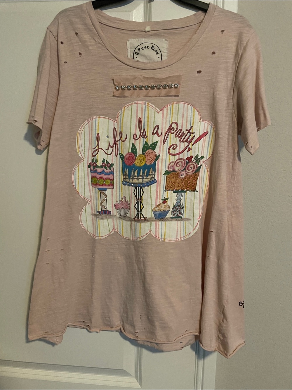 Girls' Pink 'Life Is a Party' Graphic Short Sleeve Tee